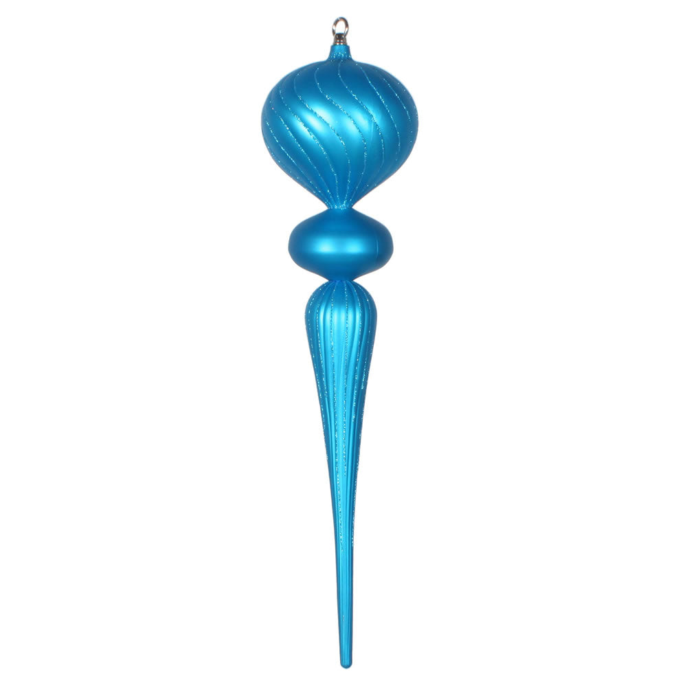 Vickerman 25" Turquoise Matte Glitter Finial Ornament. This ornament is the perfect addition to any holiday decorating project.