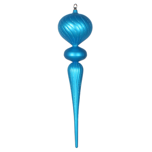 Vickerman 25" Turquoise Matte Glitter Finial Ornament. This ornament is the perfect addition to any holiday decorating project.