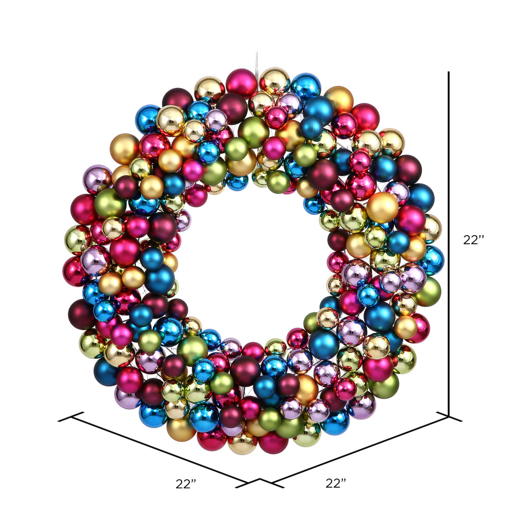 Vickerman 22" Multi-Colored Shiny and Matte Ball Wreath