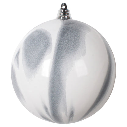 Vickerman 4" Gray and White Marble Ball Ornament 4 per Bag