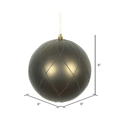 Vickerman 8" Gunmetal Matte and Glitter Swirl Ball Ornament