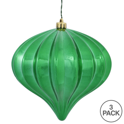 Vickerman 5.7" Emerald Shiny Onion Christmas Ornament UV treated Set of 3