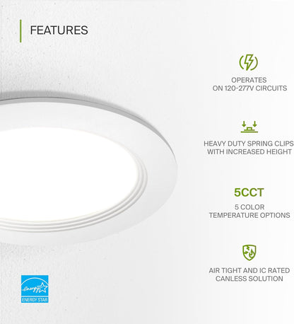 ASD Lighting LED Recessed Mini Panel Round 6inch 15W 120-277V 0-10V Dimmable 2700/3000/3500/4000/5000K with Baffle Trim White ETL Energy Star