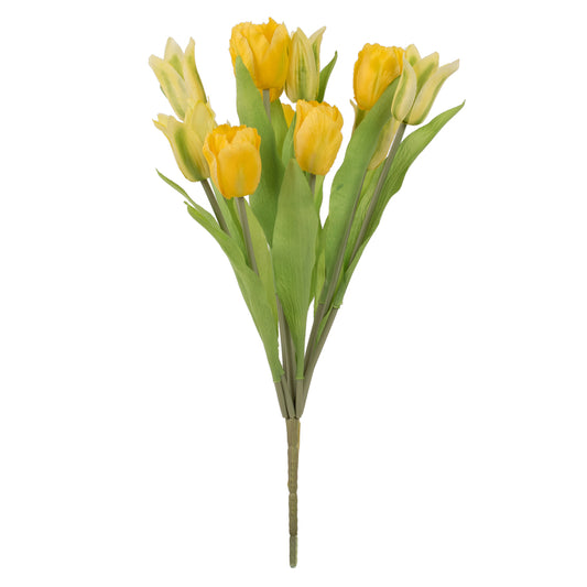Vickerman 12" Artificial Yellow Tulip Bush.