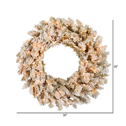 Vickerman 30" Frosted Gold Artificial Christmas Wreath Clear Dura-lit Incandescent Lights