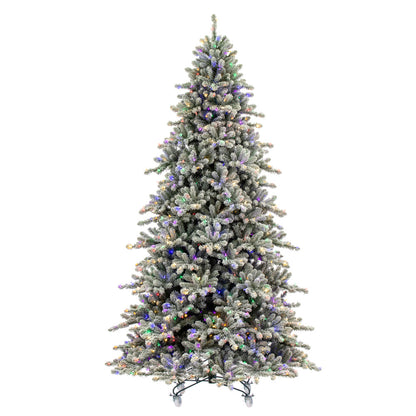 Vickerman 6.5' x 53" Flocked Bavarian Pine Artificial Pre-Lit Christmas Tree Multi-Colored Lights.