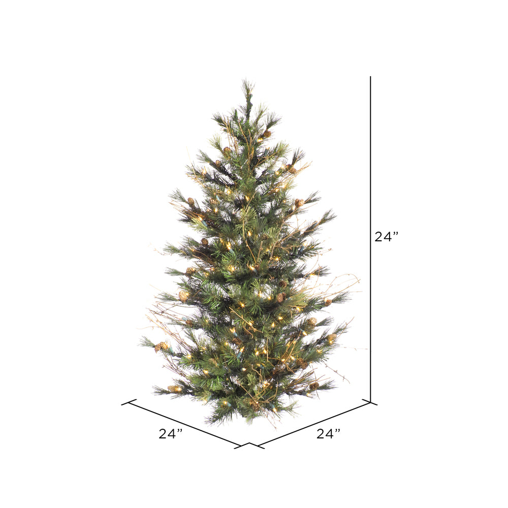 Vickerman 2' Mixed Country Pine Artificial Christmas Wall Tree Clear Dura-Lit® Mini Lights