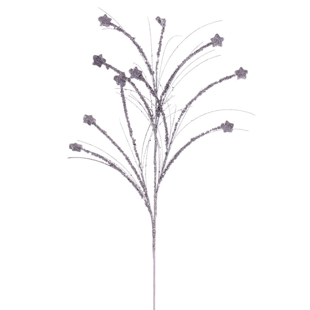 Vickerman 36" Silver Mini Star Glitter Spray 6 per bag.