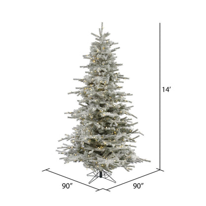 Vickerman 14' Flocked Sierra Fir Artificial Christmas Tree Pure White Single Mold LED lights