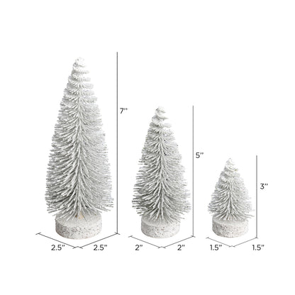 Vickerman 3"-5"-7" White Oval Pine Artificial Christmas Tree Set of 3