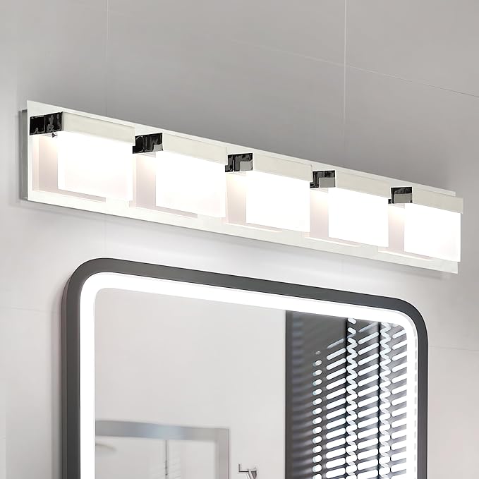 ASD Lighting LED Vanity 5-light 28W 120V CCT Selectable 3000/4000/5000K Dimmable Chrome ETL