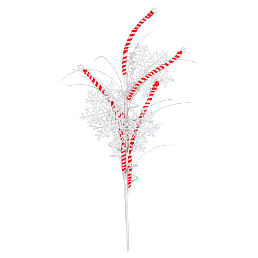 Vickerman Red/White Candy Cane Snowflake Artificial Christmas Spray. Includes 6 sprays per pack.