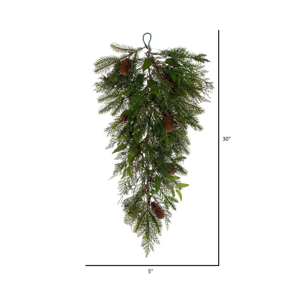 Vickerman 30" Cedar Pine Cone Twig Artificial Christmas Teardrop Unlit