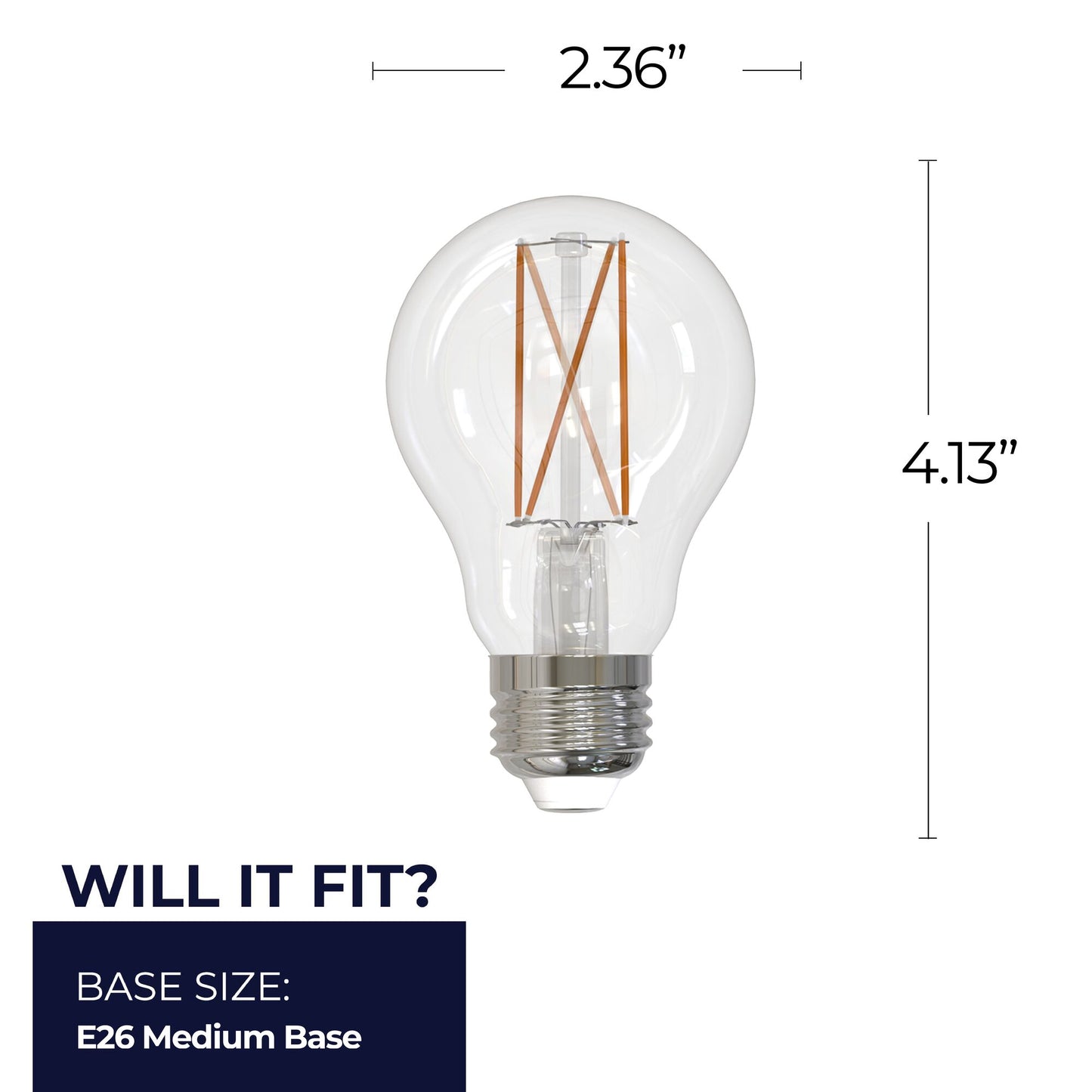 Bulbrite 862073 LED Filament Pack of (4) 14 Watt Dimmable A19 Light Bulb with Clear Glass Finish and Medium (E26) Base - 5000K (Soft Daylight Light), 1500 Lumens