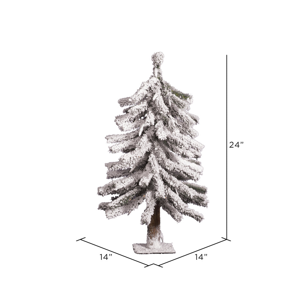 Vickerman Artificial 2' x 14" Flocked Alpine Christmas Tree Unlit