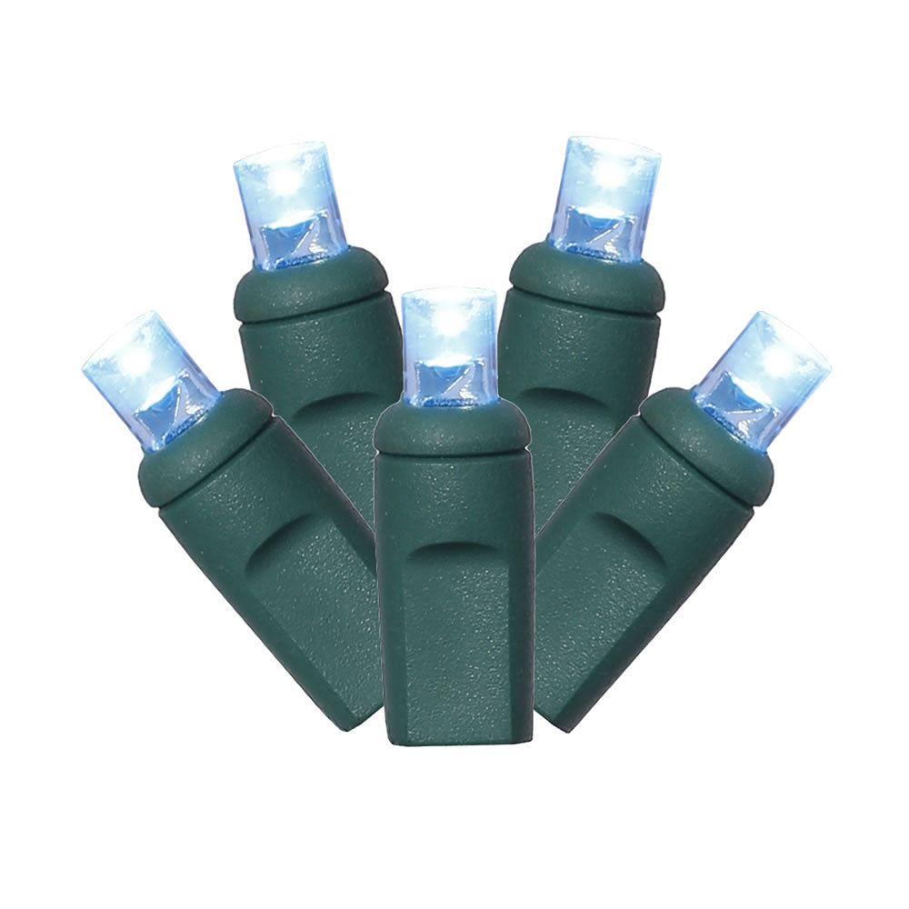Vickerman 34' Teal Single Mold Wide Angle LED Christmas light set Green Wire