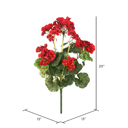 Vickerman 20" Artificial Red Geranium Bush.