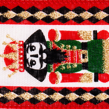Vickerman 2.5" x 10 Yards Red Cream Black Green and Gold Nutcracker Ribbon