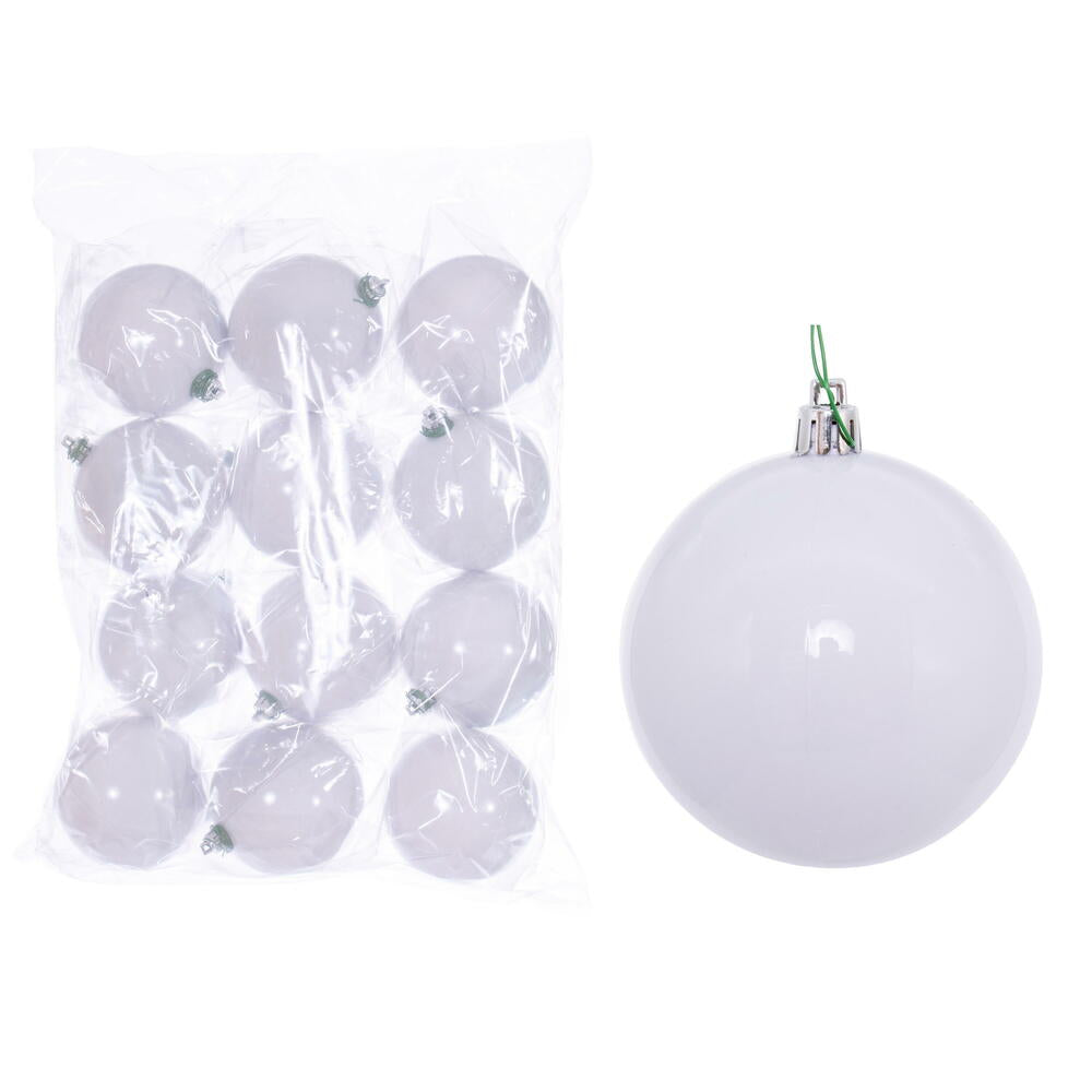 Vickerman 3" x 18" White Shiny Ball Ornament Stick 12 per bag.