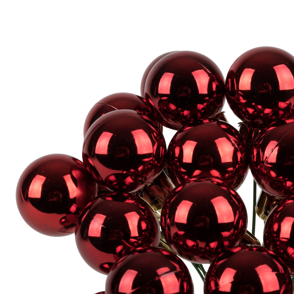 Vickerman 6" Red Shiny Ball Ornament Christmas Pick Pack of 2