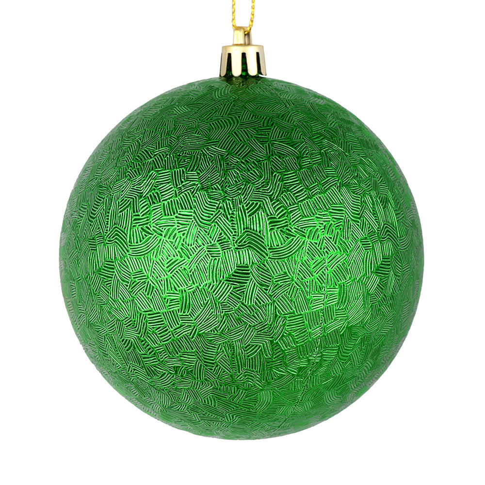Vickerman 4" Green Brushed Ball Ornament 6 per Bag
