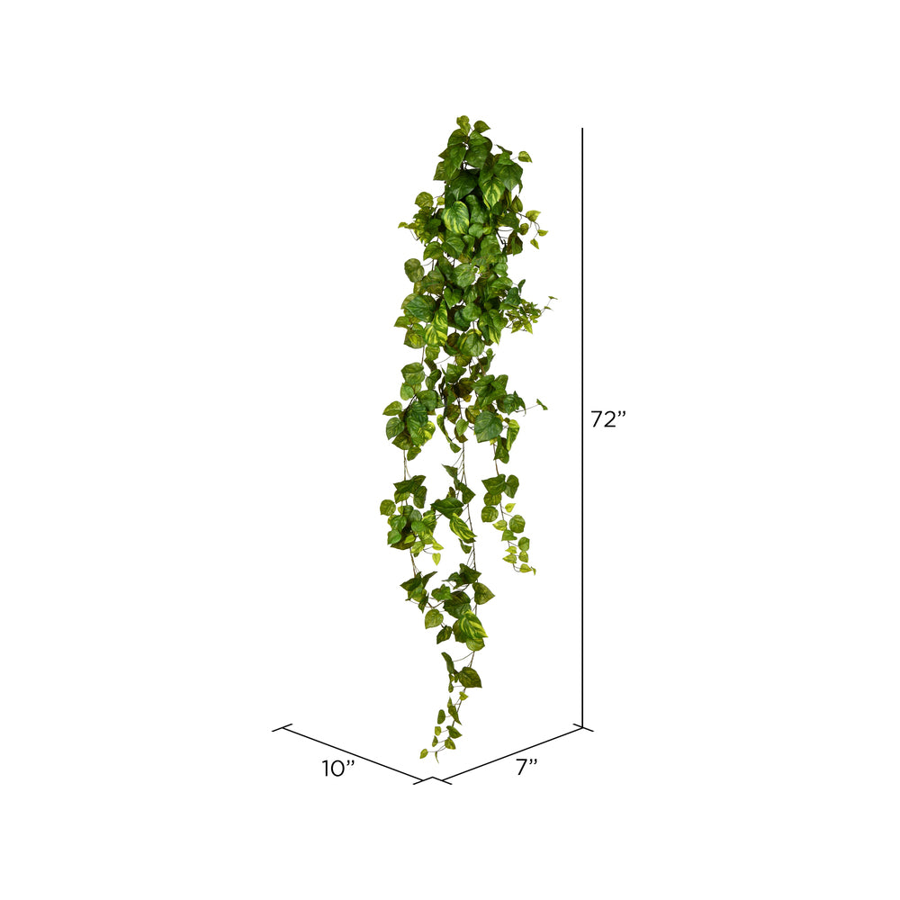 Vickerman 6' Artificial Pothos Hanging Bush.