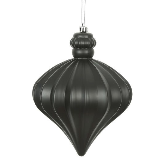 Vickerman 6" Black Matte Onion Drop Christmas Ornament 4 per Bag