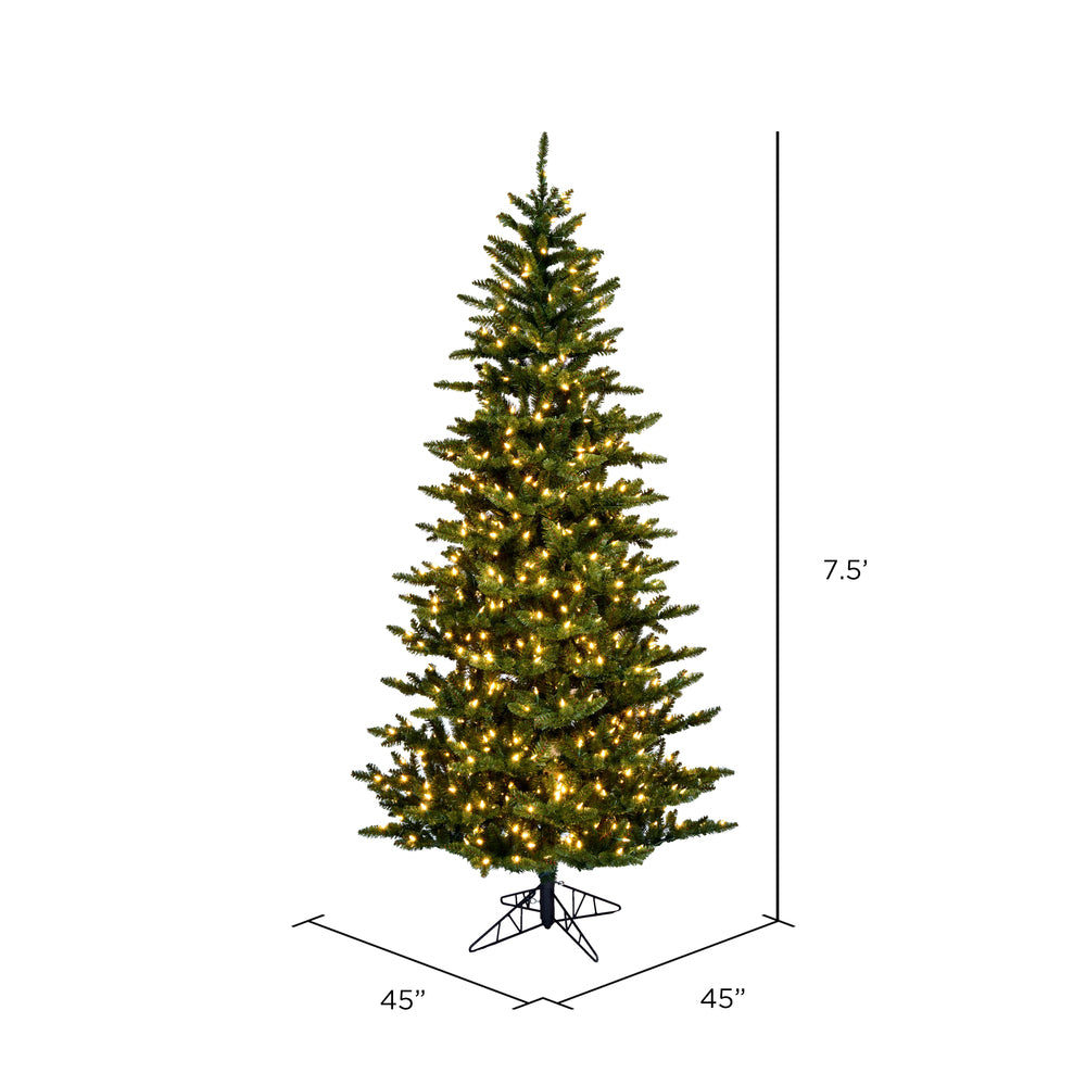Vickerman 7.5' x 45" Slim Natural Fraser Fir Tree Warm White Dura-lit LED Lights.