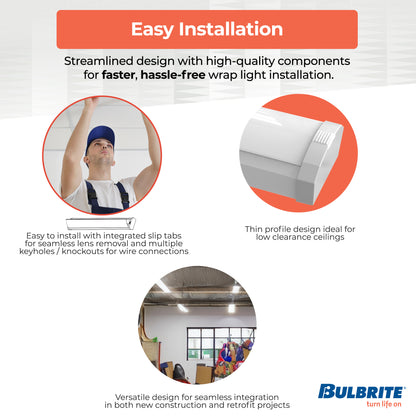 Bulbrite 773500 2 ft. 3000K LED Dimmable Wraparound Light (120-277v), 2200 Lumens, White