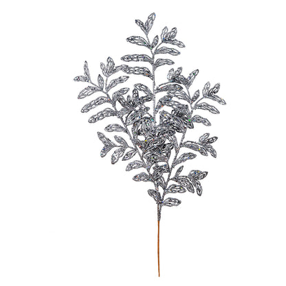 Vickerman 22" Gunmetal Bipinnate Glitter Leaf Artificial Christmas Spray. Includes 12 sprays per pack.
