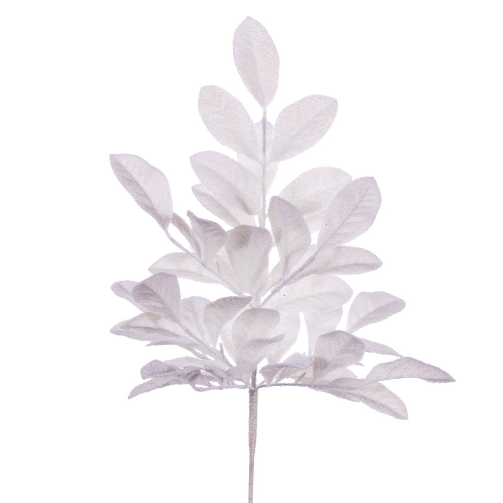 Vickerman 25" White Artificial Apple Leaf Snowy Bush 2 per bag.