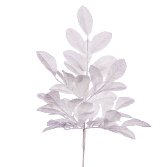 Vickerman 25" White Artificial Apple Leaf Snowy Bush 2 per bag.