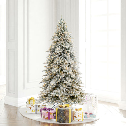 Vickerman 6.5' x 53" Flocked Bavarian Pine Artificial Pre-Lit Christmas Tree Warm White Lights.