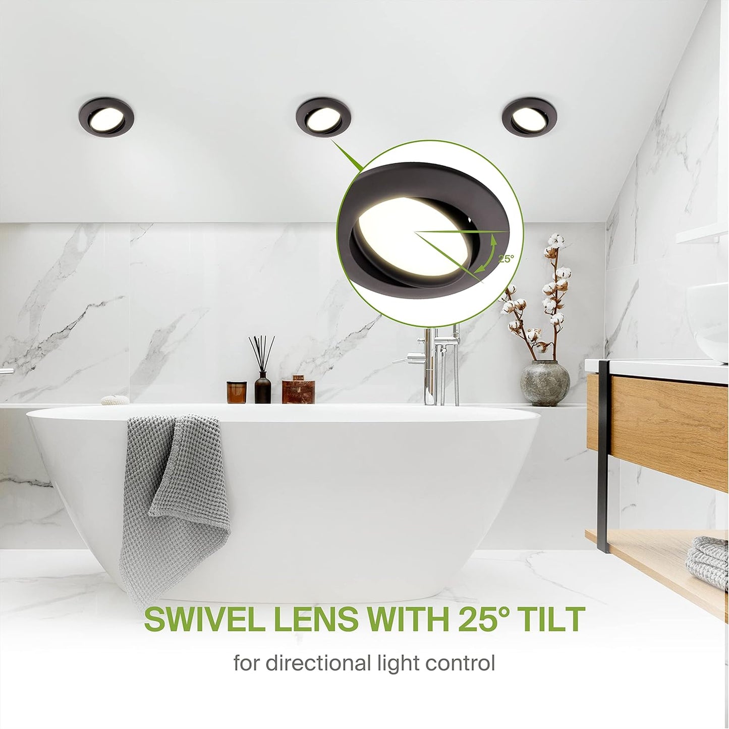 ASD Lighting LED Downlight Retrofit Kit Gimbal 4" 10W 120V CCT Selectable 2700/3000/3500/4000/5000K Dimmable Oil Rubbed Bronze UL 6pack