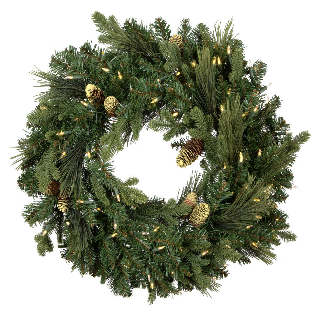 Vickerman 30" Emerald Mixed Fir Artificial Christmas Wreath Dura-Lit® Clear Mini Lights