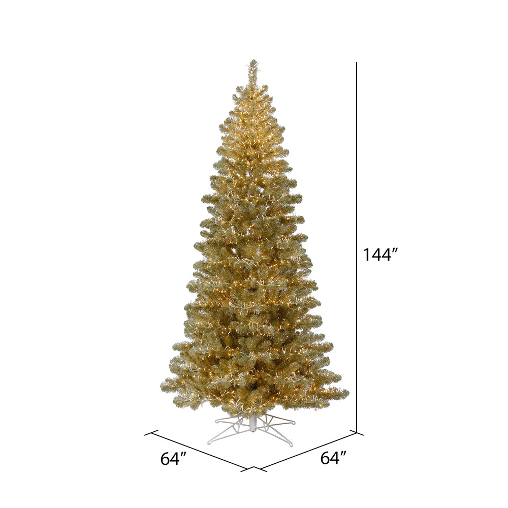 Vickerman 12' x 64" Champagne Artificial Christmas Tree Warm White 8 function 3MM LED Lights