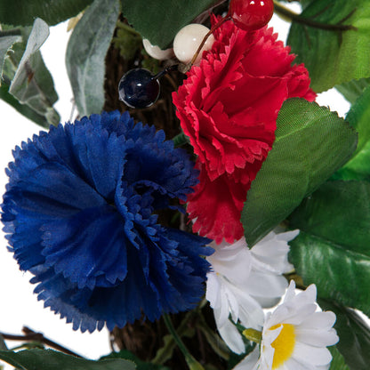 Vickerman 22" Artificial Mixed Floral Wreath With Red White And Blue Flowers and Berries