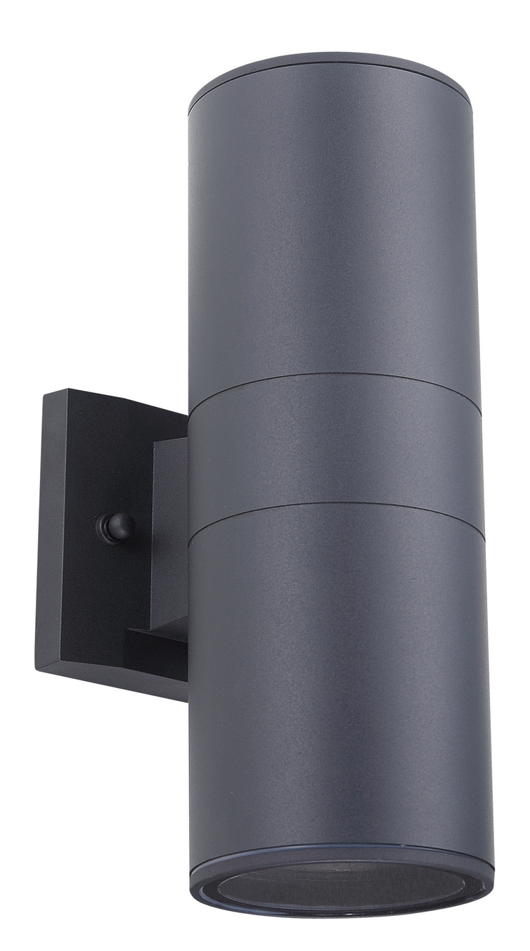ASD Lighting BULB Round Outdoor Wall Cylinder, Up And Downlight Fixture, 120V, 6.56Wide, 50°, 60W Max, Black Finish