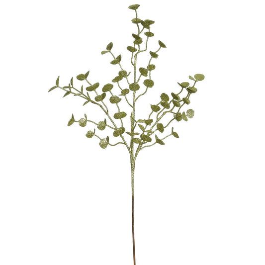 Vickerman 22" Lime Glitter Eucalyptus Artificial Christmas Spray. Includes 12 sprays per pack.