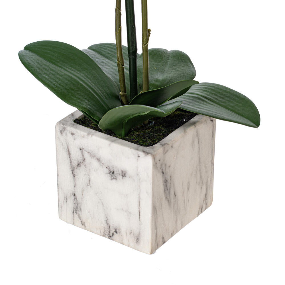 Vickerman 22" Artificial Potted Real Touch Coral Phalaenopsis Spray.