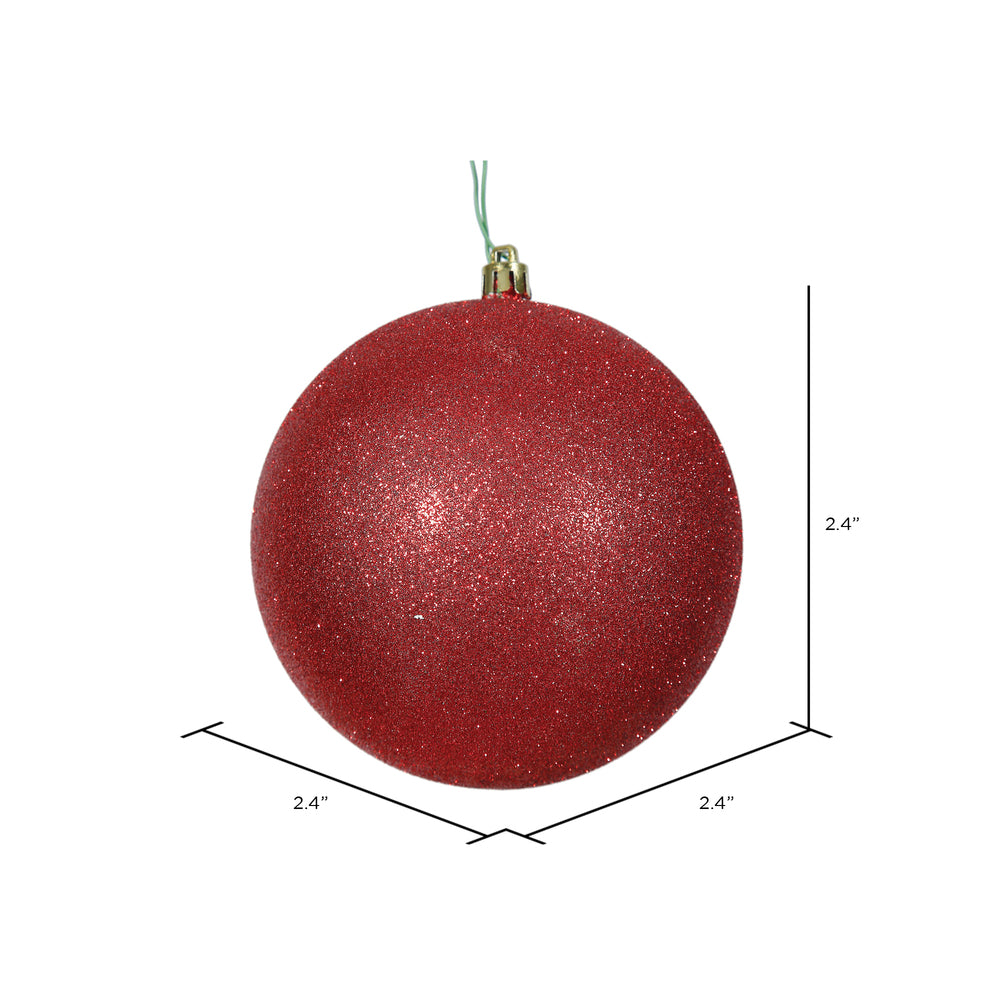 Vickerman 2.4" Red Glitter Ball Ornament 24 per Bag