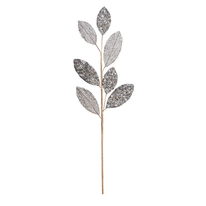 Vickerman 20" Silver Mesh Apple Leaf Artificial Christmas Spray. Includes 3 sprays per pack.
