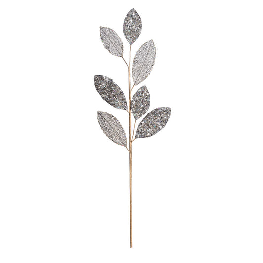Vickerman 20" Silver Mesh Apple Leaf Artificial Christmas Spray. Includes 3 sprays per pack.