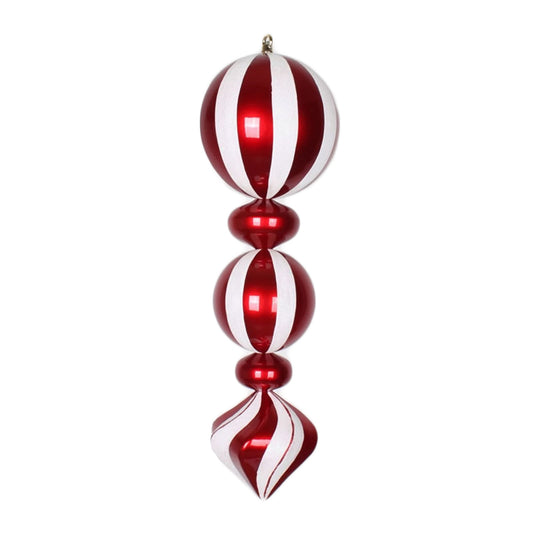 Vickerman 24" White and Red Peppermint Candy Finish Finial Ornament