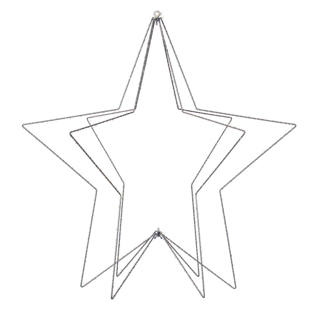 Vickerman 300 lights x 30" Warm White Twinkle LED Five Point Star Steel Wire Silhouette Light.