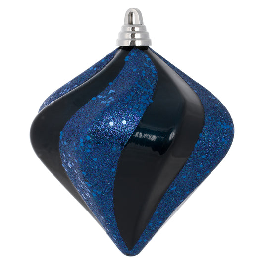 Vickerman 6" Midnight Blue Candy Glitt Swirl Diamond Christmas Ornament