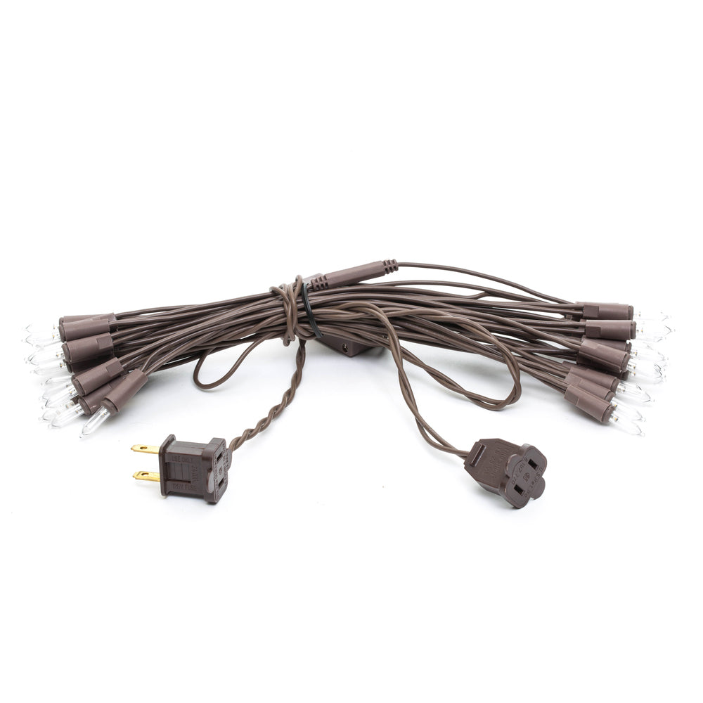 Vickerman 35 Clear Dura-lit Mini Light on Brown Wire, 26' Christmas Light Strand