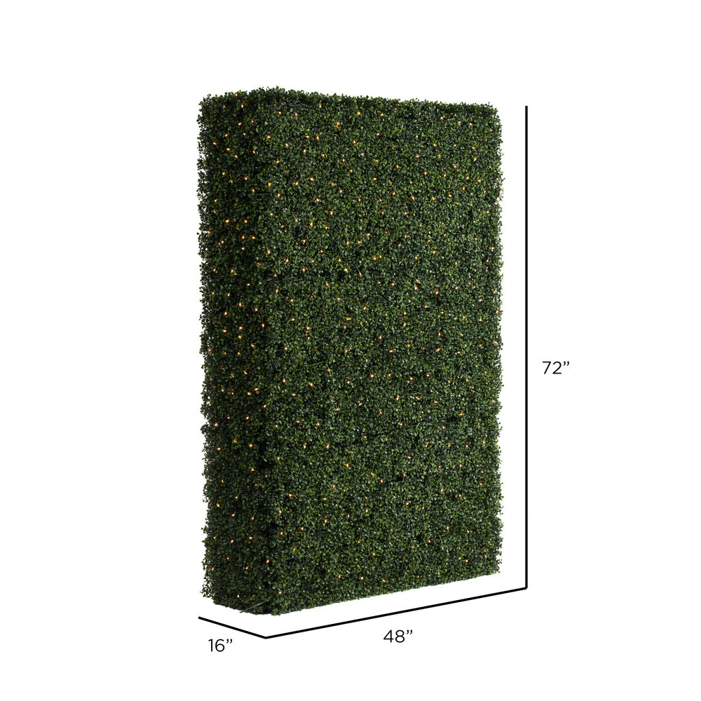 Vickerman 72"x16"x48" Artificial Boxwood Hedge With 700 Warm White LED Lghts.