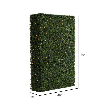 Vickerman 72"x16"x48" Artificial Boxwood Hedge With 700 Warm White LED Lghts.