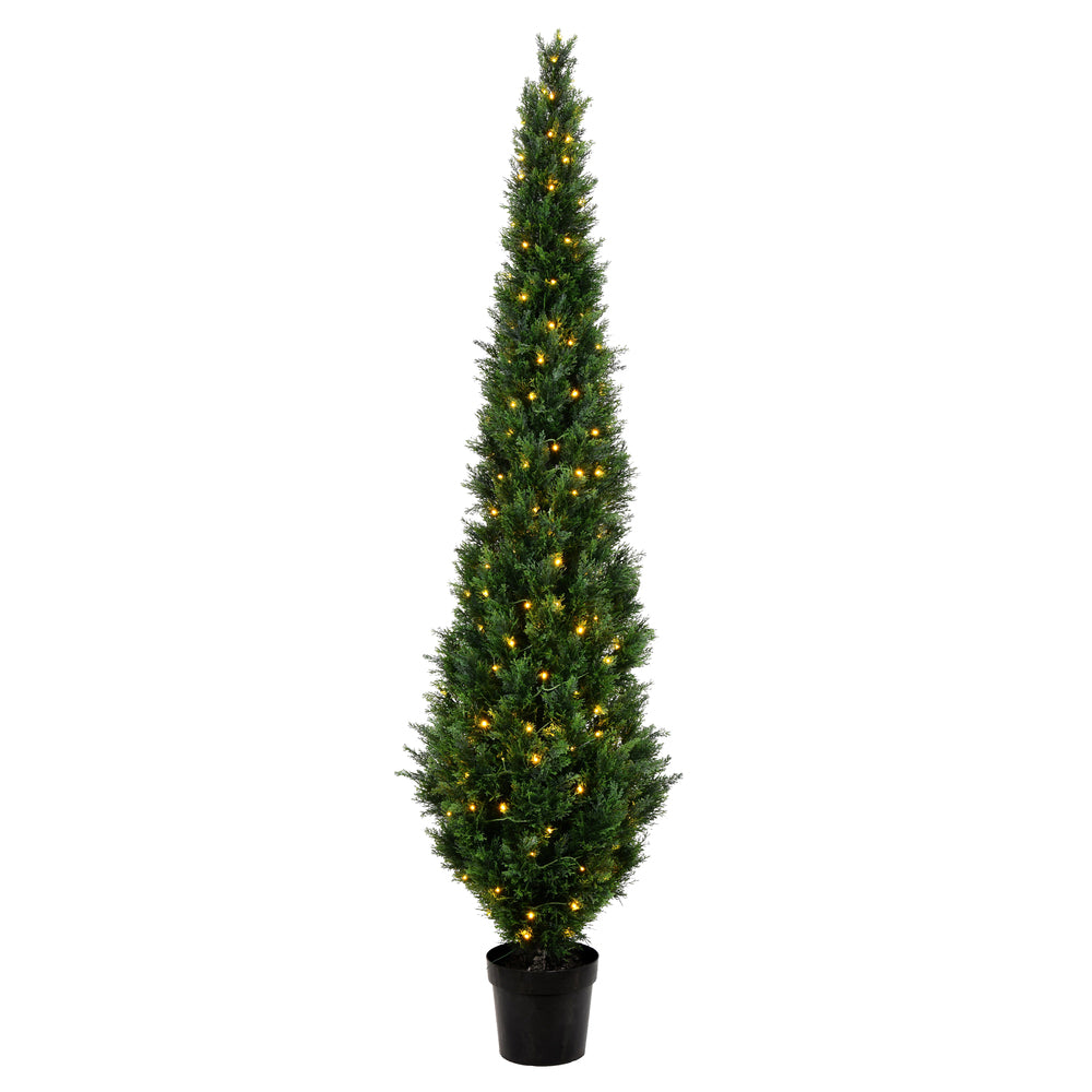 Vickerman 8' Artificial Potted Green Cedar Tree.